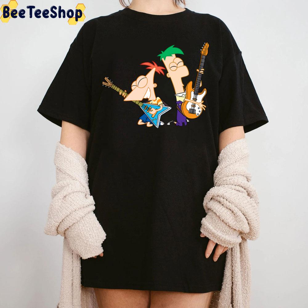 Phineas And Ferb Playing Guitar Trending Unisex T-Shirt Phineas And Ferb Playing Guitar Trending Unisex T-Shirt