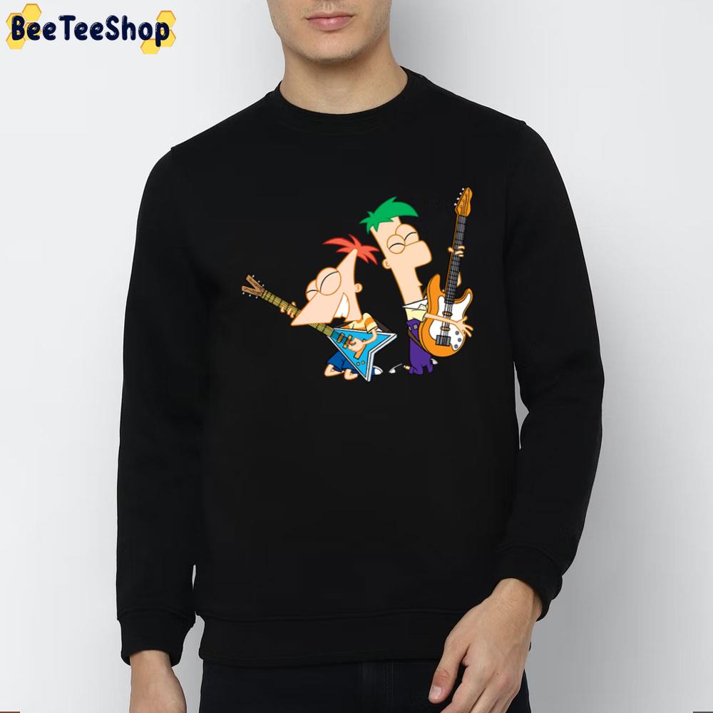 Phineas And Ferb Playing Guitar Trending Unisex T-Shirt Phineas And Ferb Playing Guitar Trending Unisex T-Shirt