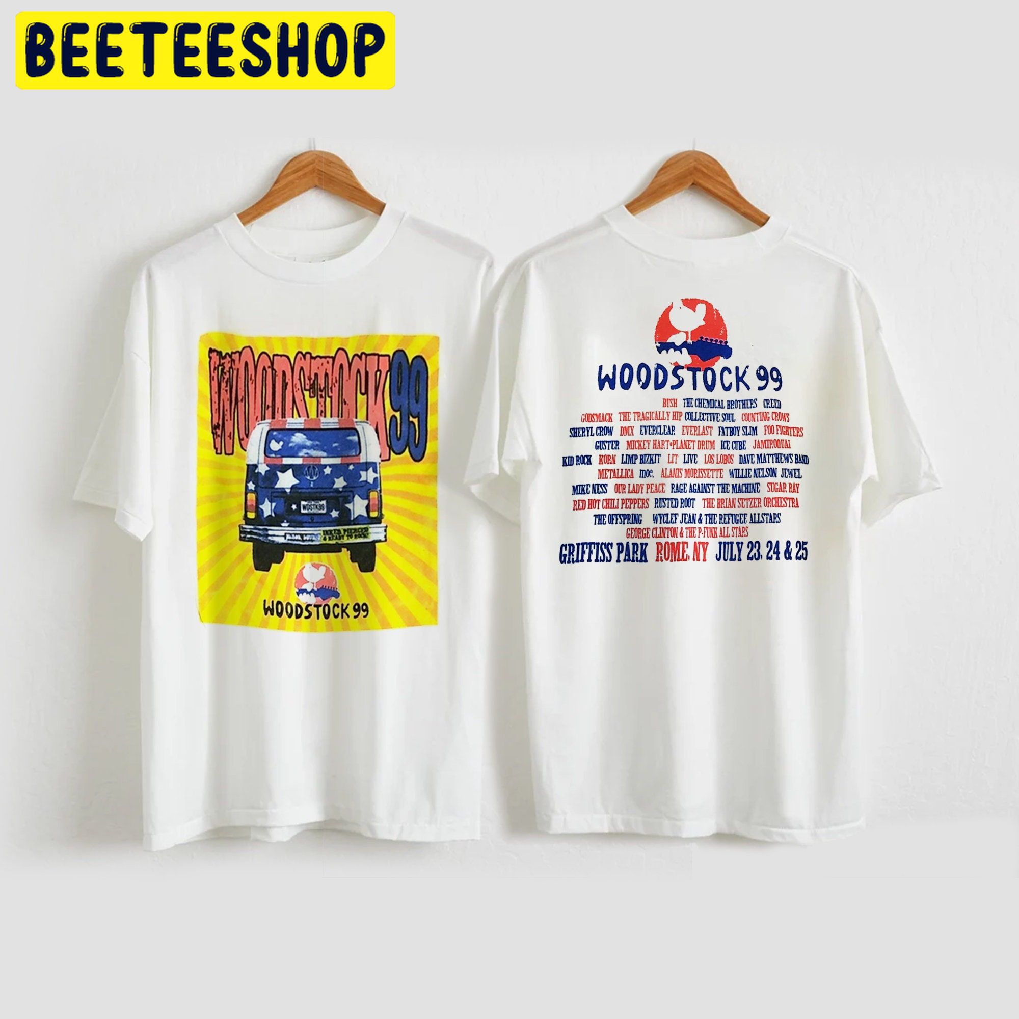 Pop Art Vintage 1999 Woodstock Double Side Unisex Shirt Pop Art Vintage 1999 Woodstock Double Side Unisex Shirt
