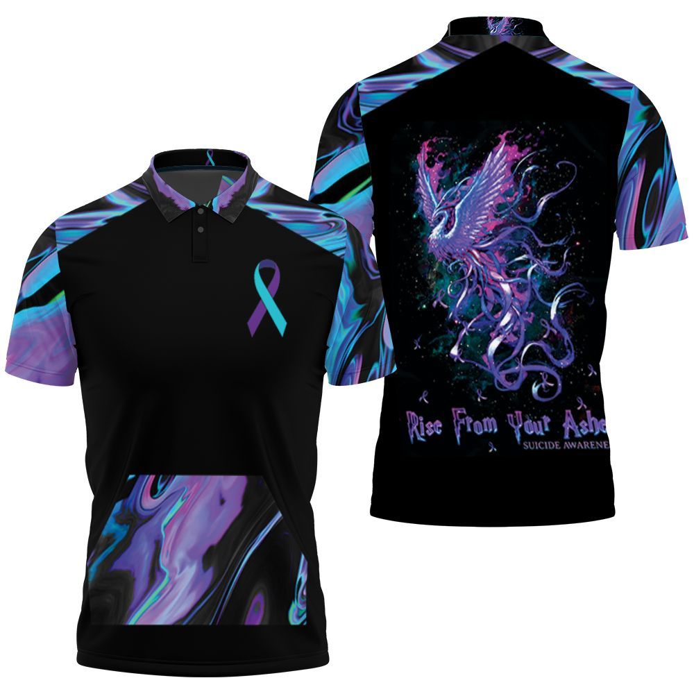 Psychedelic Phoenix Rise From Your Ashes Suicide Prevention 3D All Over Print Polo Shirt Psychedelic Phoenix Rise From Your Ashes Suicide Prevention 3D All Over Print Polo Shirt