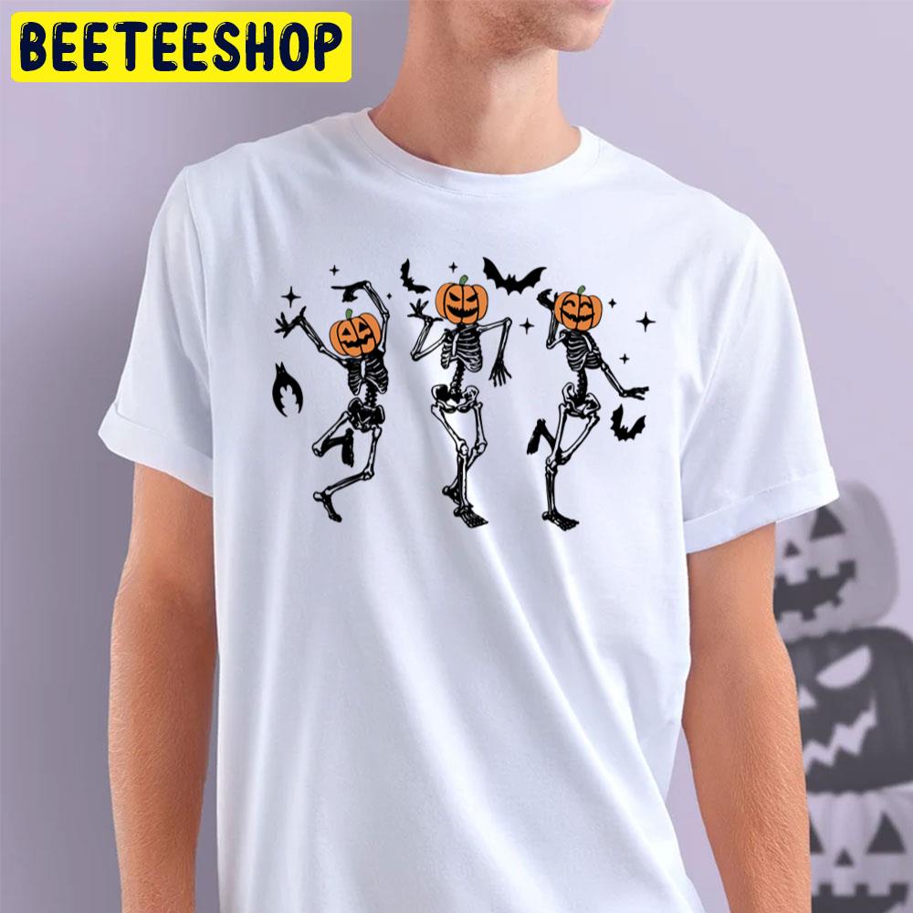 Pumpkin Head Skeletons Dancing Halloween Trending Unisex T-Shirt Pumpkin Head Skeletons Dancing Halloween Trending Unisex T-Shirt