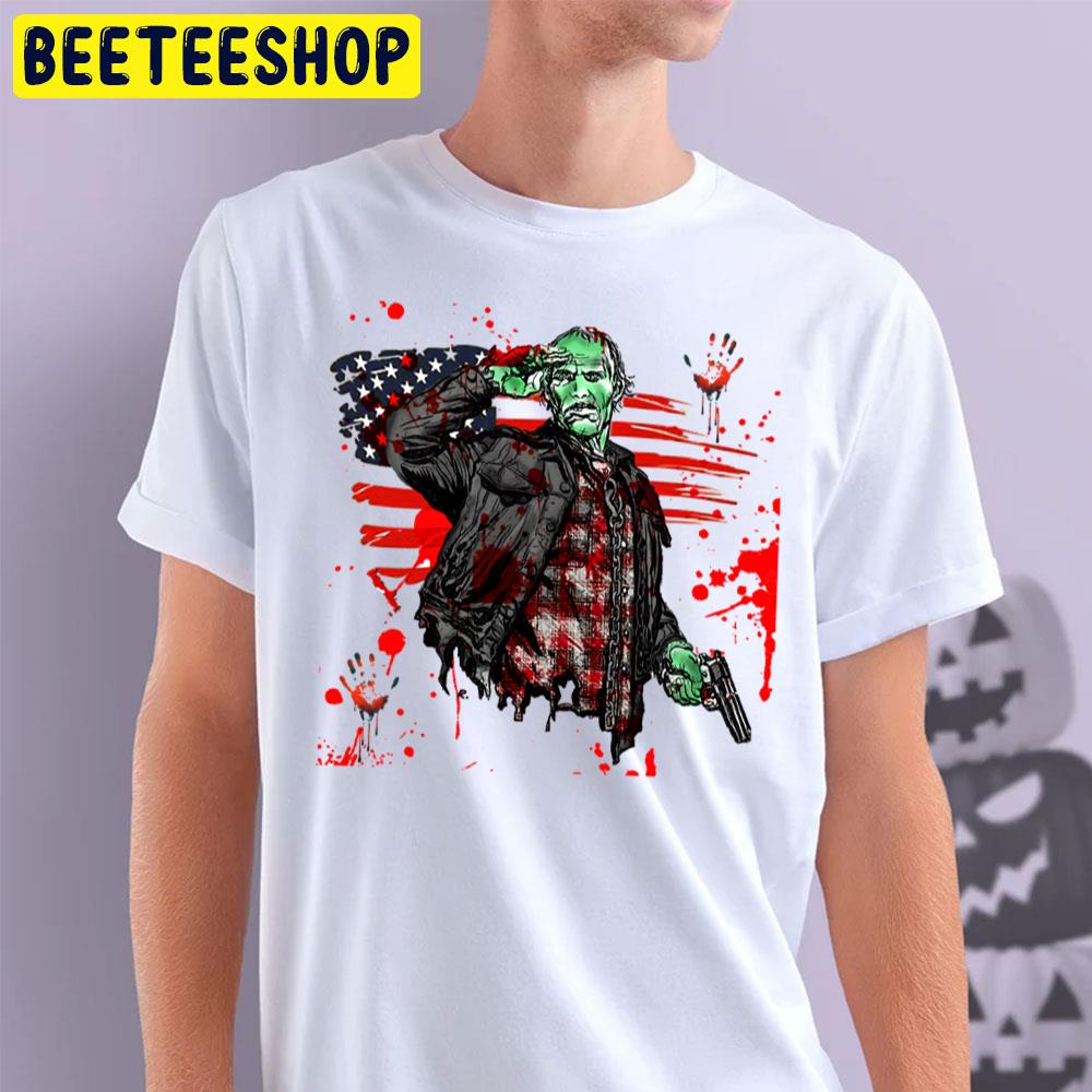 Red America Flag Zombie With Blood Halloween Trending Unisex T-Shirt Red America Flag Zombie With Blood Halloween Trending Unisex T-Shirt