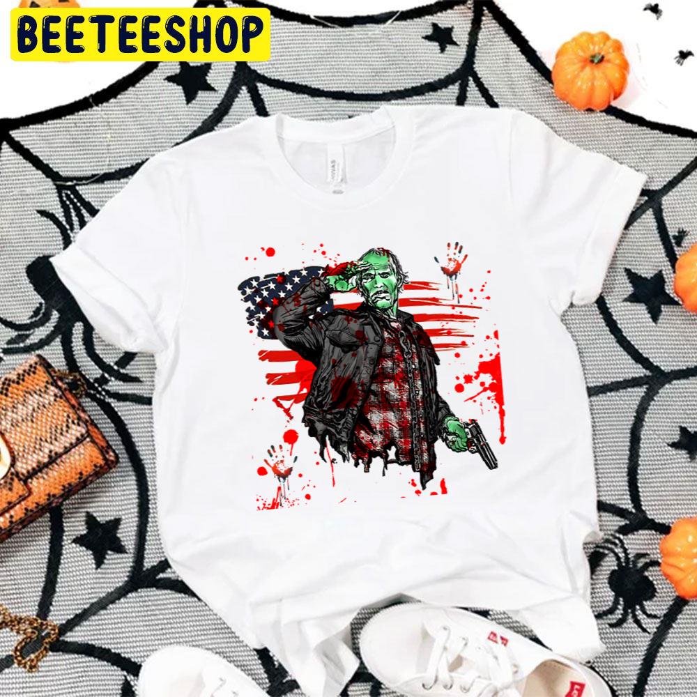 Red America Flag Zombie With Blood Halloween Trending Unisex T-Shirt Red America Flag Zombie With Blood Halloween Trending Unisex T-Shirt