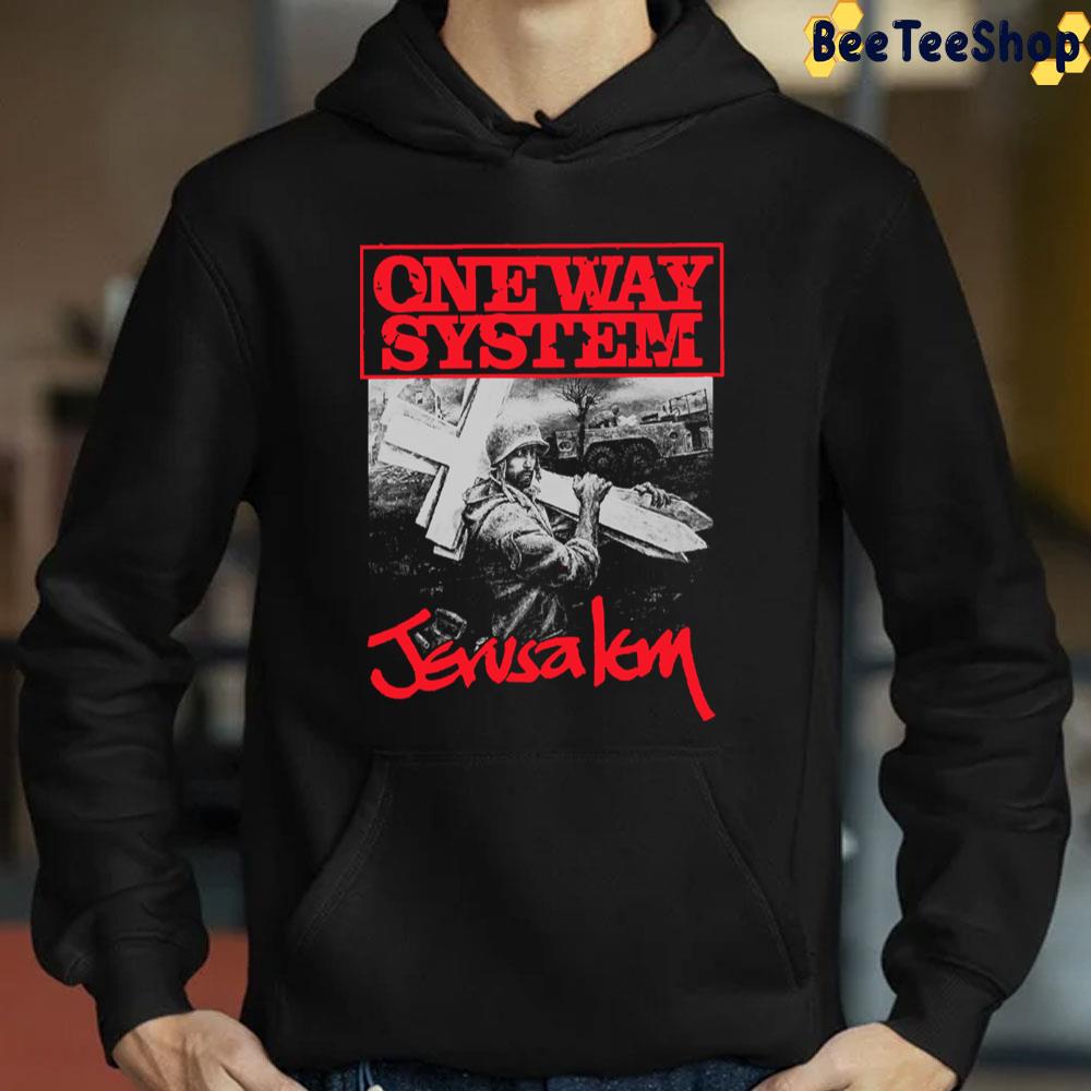 Red Text One Way System Jerusalem Unisex T-Shirt Red Text One Way System Jerusalem Unisex T-Shirt