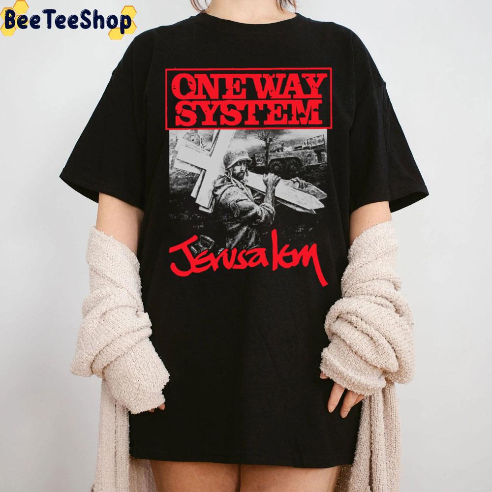 Red Text One Way System Jerusalem Unisex T-Shirt Red Text One Way System Jerusalem Unisex T-Shirt
