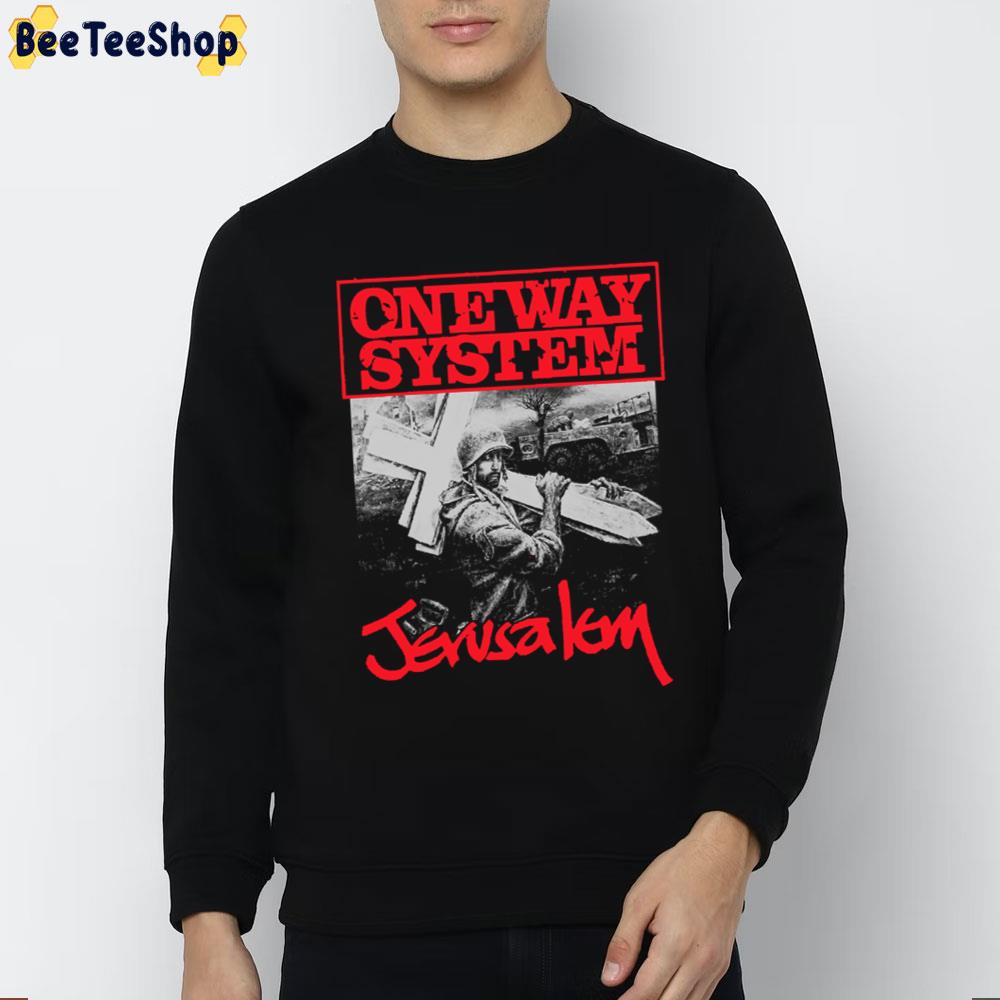 Red Text One Way System Jerusalem Unisex T-Shirt Red Text One Way System Jerusalem Unisex T-Shirt