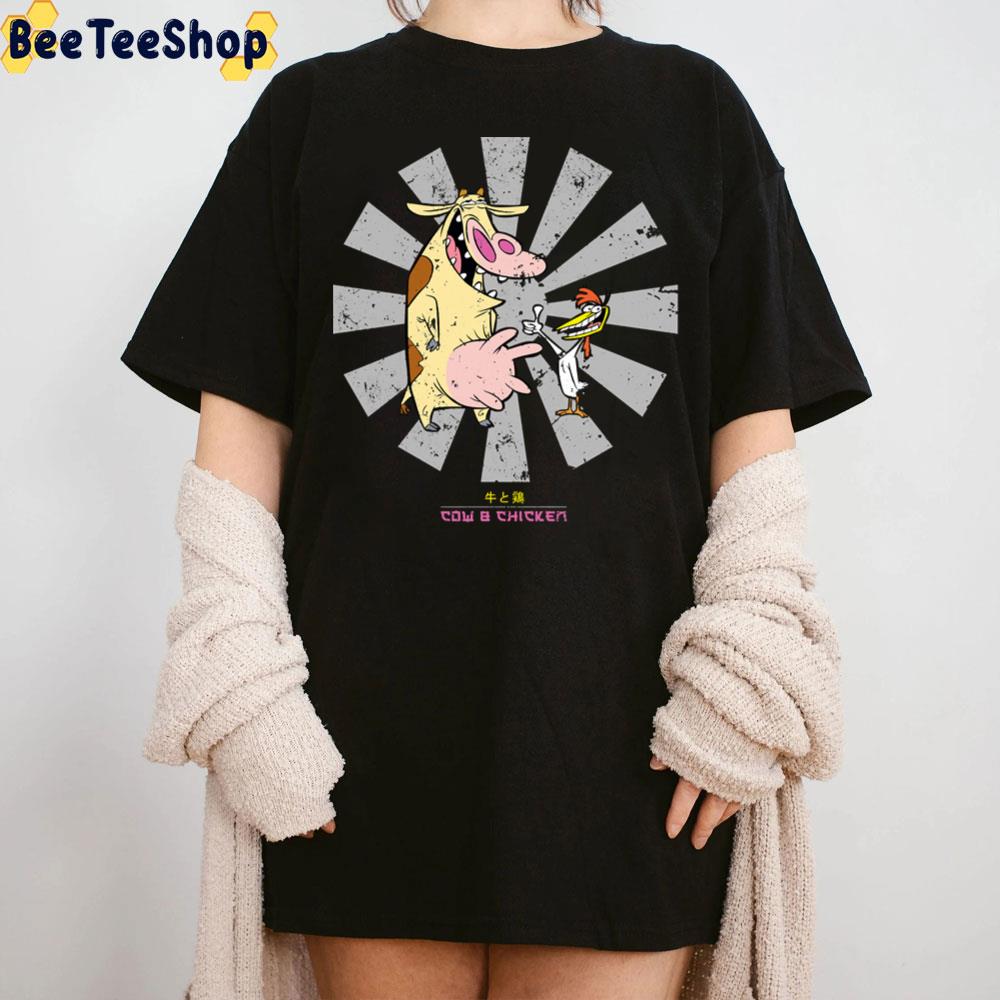 Retro Japanese Cow And Chicken Trending Unisex T-Shirt Retro Japanese Cow And Chicken Trending Unisex T-Shirt