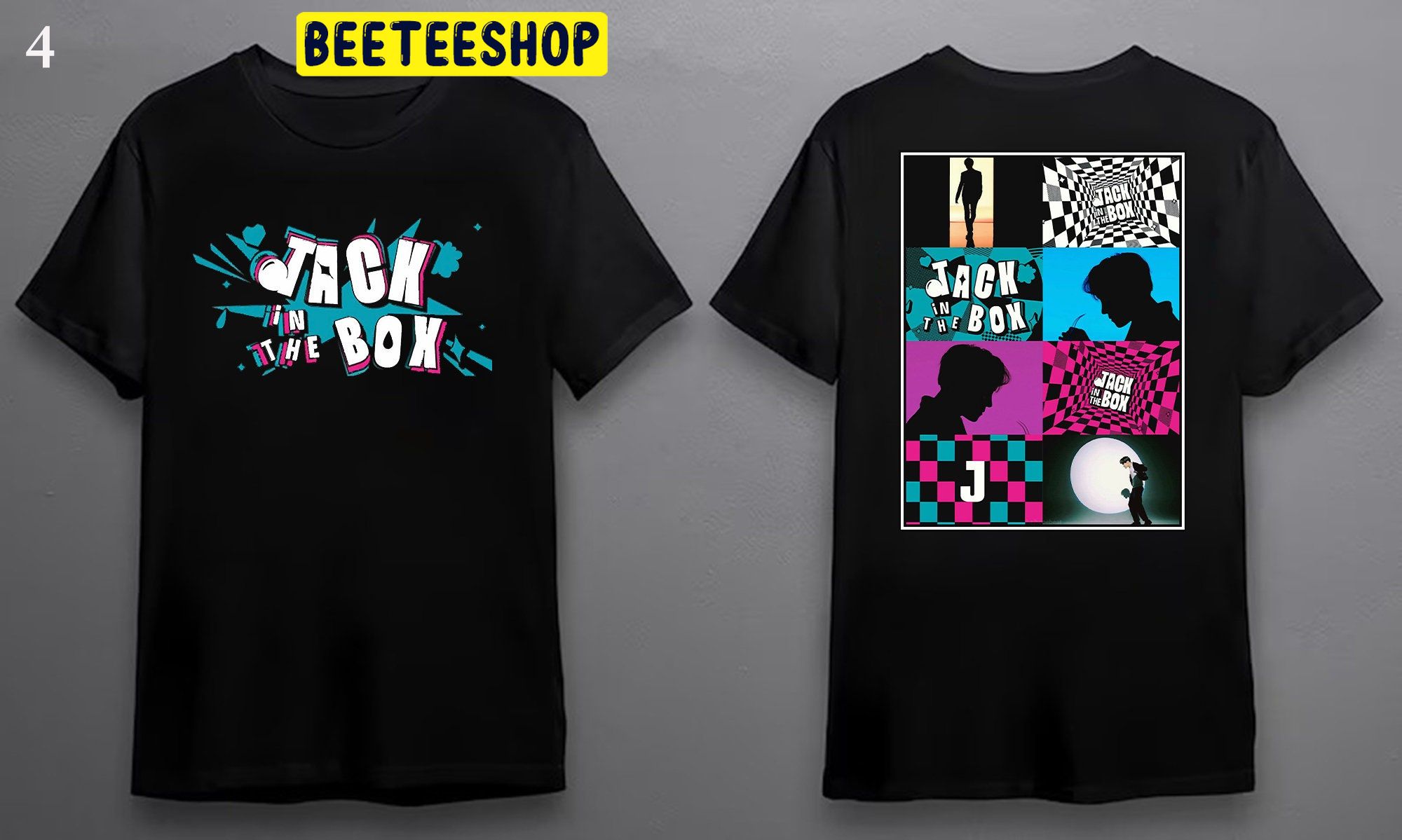 Retro Jhope Jack In The Box Hobipalooza Double Sided Unsiex T-Shirt Retro Jhope Jack In The Box Hobipalooza Double Sided Unsiex T-Shirt