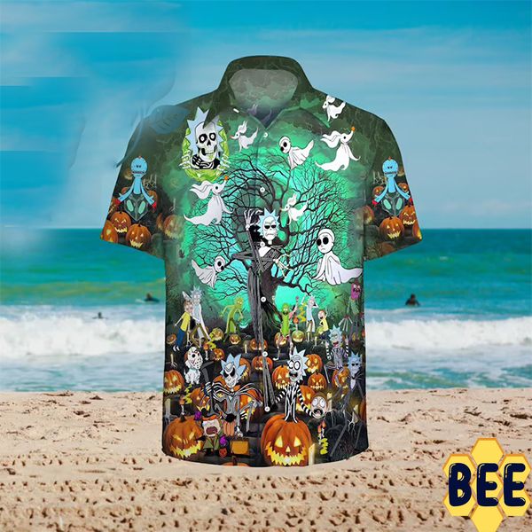 Rick And Morty Tim Burton Halloween Trending Hawaiian Shirt Rick And Morty Tim Burton Halloween Trending Hawaiian Shirt