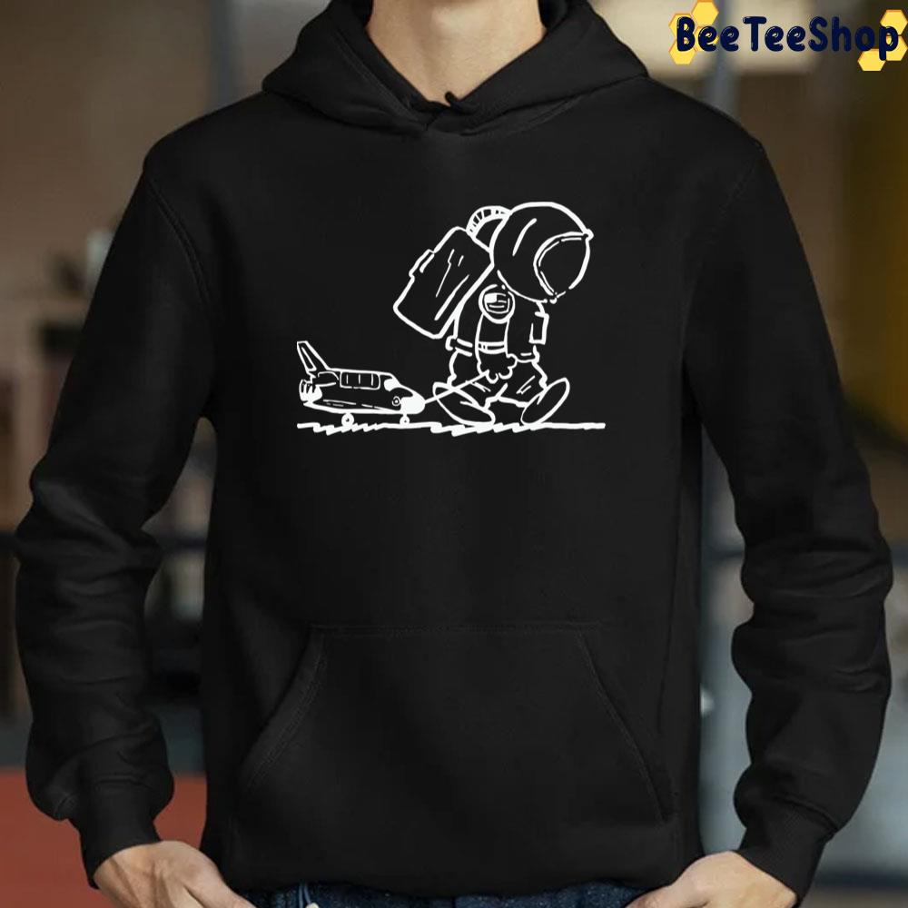 Sad Astronaut Pulling Space Shuttle Black Unisex T-Shirt Sad Astronaut Pulling Space Shuttle Black Unisex T-Shirt
