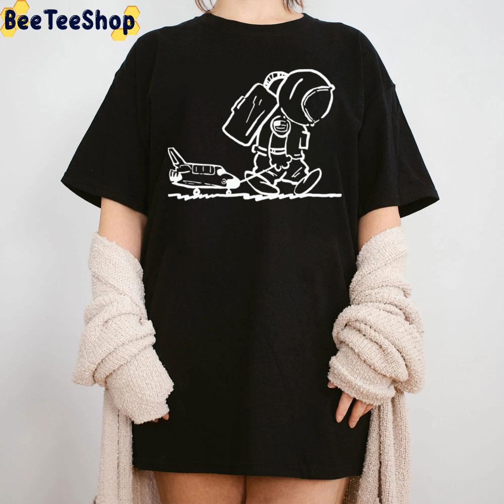 Sad Astronaut Pulling Space Shuttle Black Unisex T-Shirt Sad Astronaut Pulling Space Shuttle Black Unisex T-Shirt