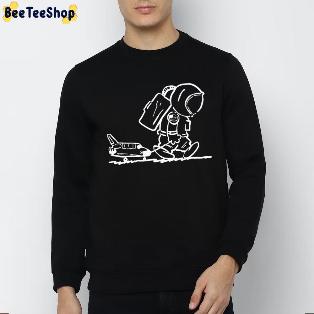 Sad Astronaut Pulling Space Shuttle Black Unisex T-Shirt Sad Astronaut Pulling Space Shuttle Black Unisex T-Shirt