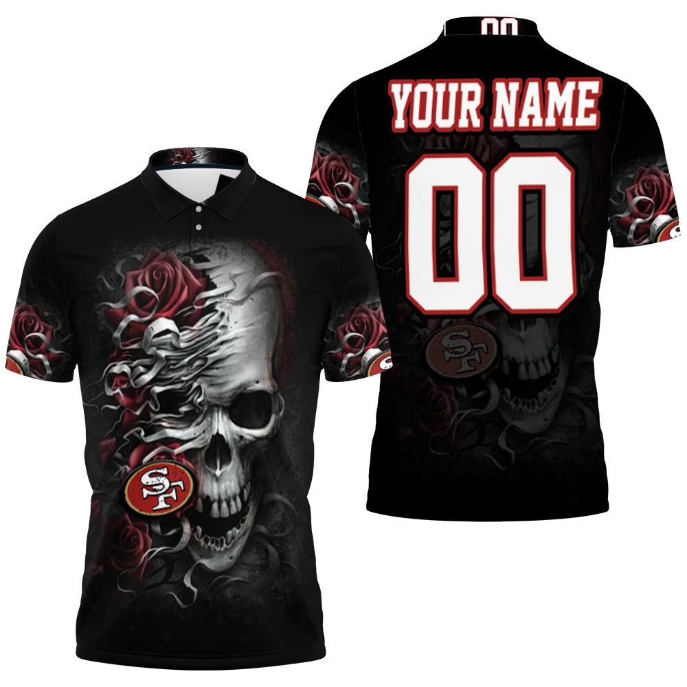 San Francisco 49ers Skull Flower For Fans Personalized 3D All Over Print Polo Shirt San Francisco 49ers Skull Flower For Fans Personalized 3D All Over Print Polo Shirt