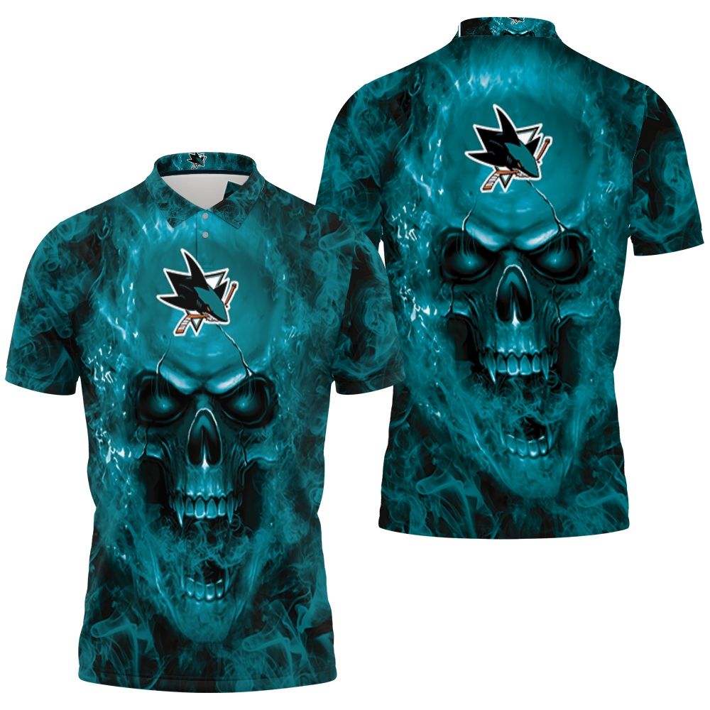 San Jose Sharks Nhl Fans Skull 3D All Over Print Polo Shirt San Jose Sharks Nhl Fans Skull 3D All Over Print Polo Shirt