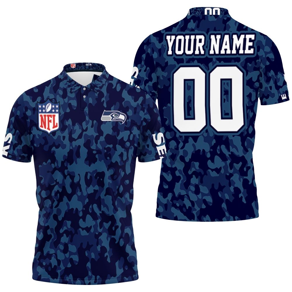Seattle Seahawks Blue Camouflage Veteran Personalized 3D All Over Print Polo Shirt Seattle Seahawks Blue Camouflage Veteran Personalized 3D All Over Print Polo Shirt