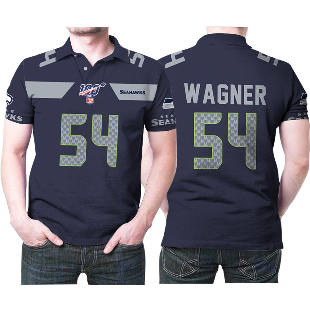 Seattle Seahawks Bobby Wagner #54 Nfl American Football Navy 100th Season Polo Shirt Seattle Seahawks Bobby Wagner #54 Nfl American Football Navy 100th Season Polo Shirt