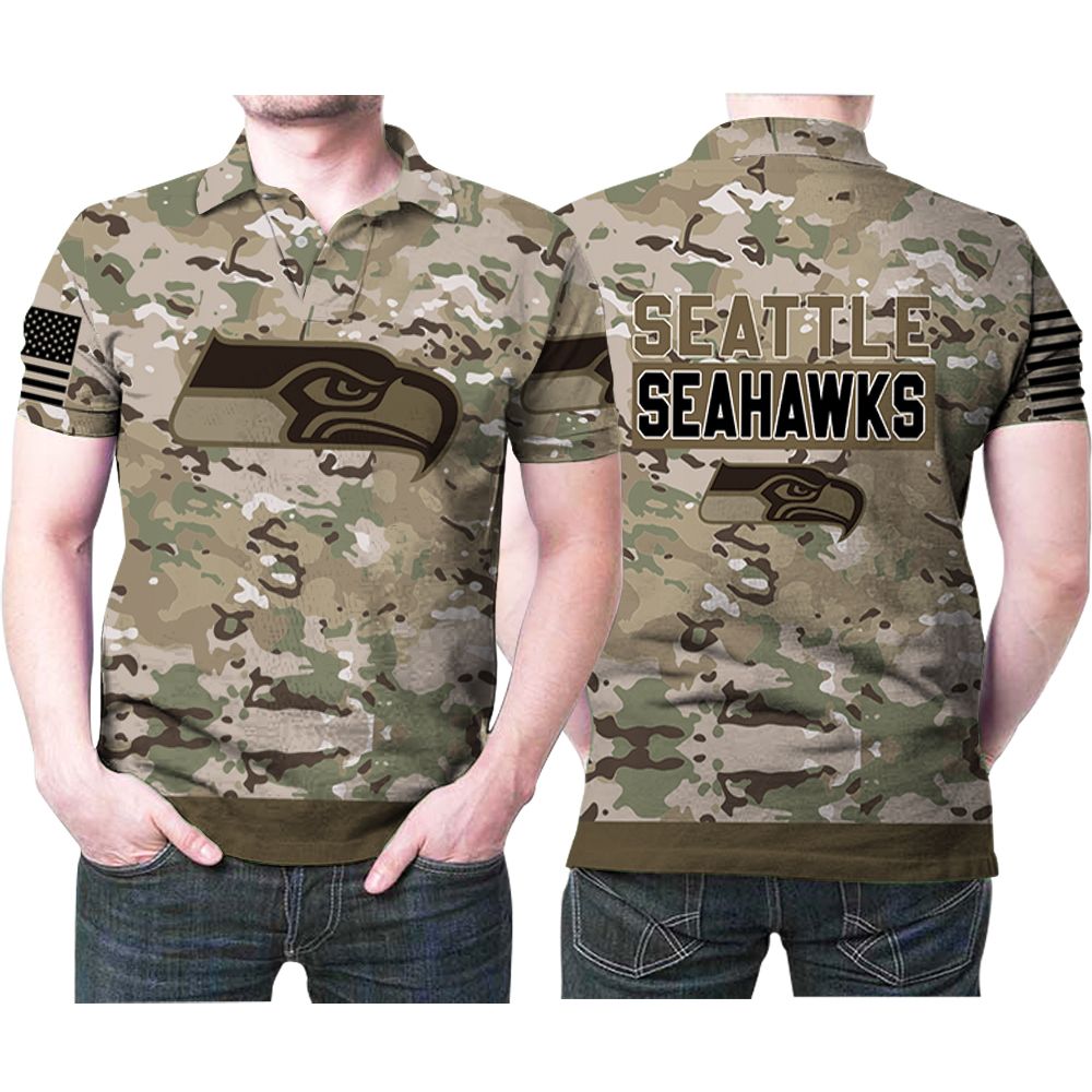 Seattle Seahawks Camouflage Veteran Us Flag 3D All Over Print Polo Shirt Seattle Seahawks Camouflage Veteran Us Flag 3D All Over Print Polo Shirt