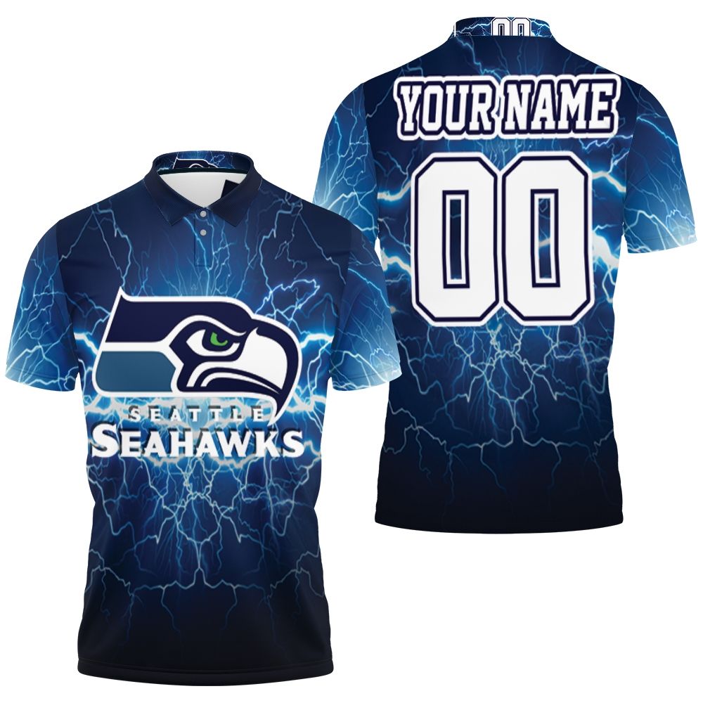 Seattle Seahawks Lightning Personalized 3D All Over Print Polo Shirt Seattle Seahawks Lightning Personalized 3D All Over Print Polo Shirt