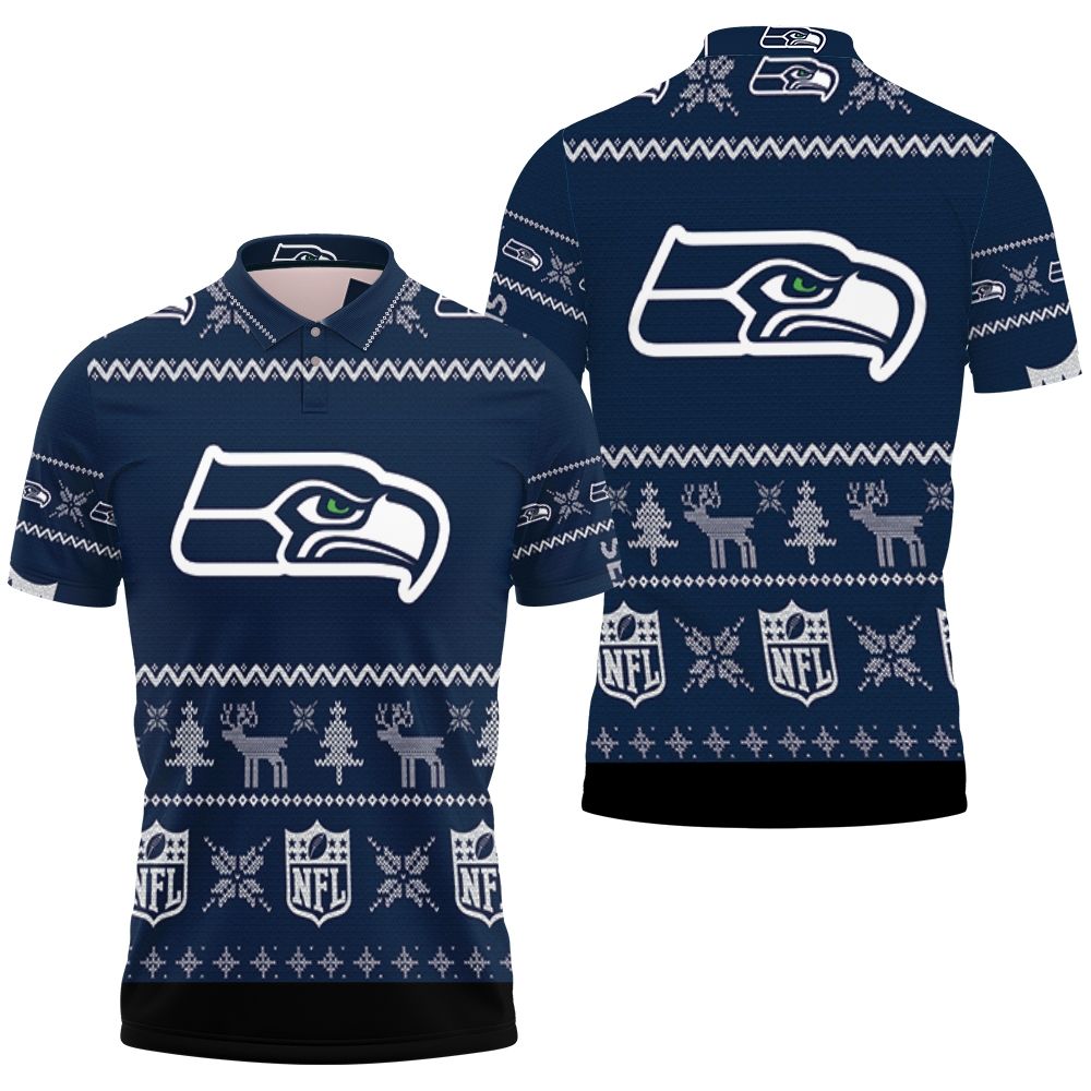 Seattle Seahawks Ugly Sweatshirt Christmas 3D All Over Print Polo Shirt Seattle Seahawks Ugly Sweatshirt Christmas 3D All Over Print Polo Shirt