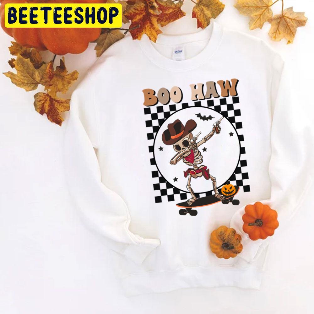 Skeleton Skateboarding Boo Haw Halloween Trending Unisex T-Shirt Skeleton Skateboarding Boo Haw Halloween Trending Unisex T-Shirt
