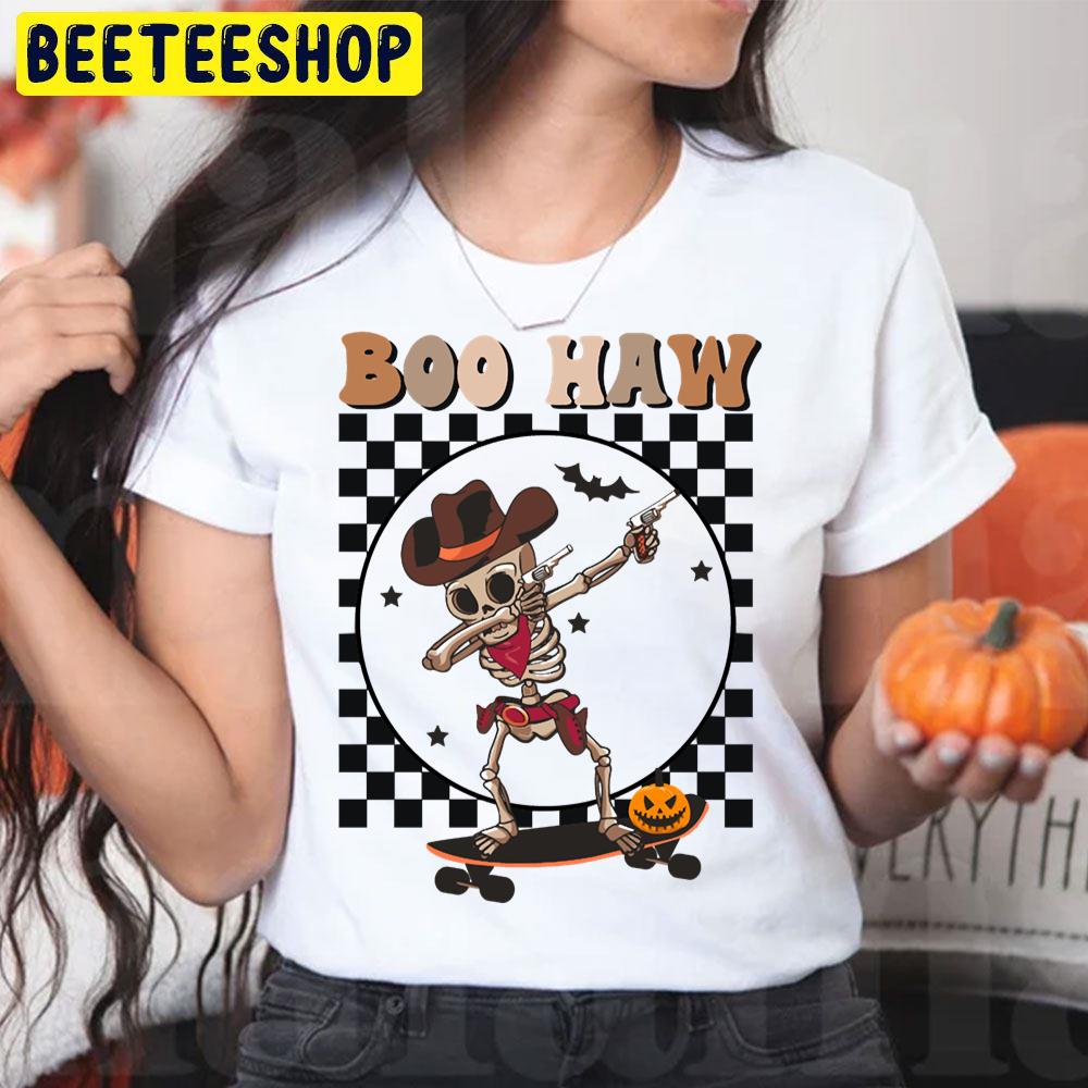 Skeleton Skateboarding Boo Haw Halloween Trending Unisex T-Shirt Skeleton Skateboarding Boo Haw Halloween Trending Unisex T-Shirt
