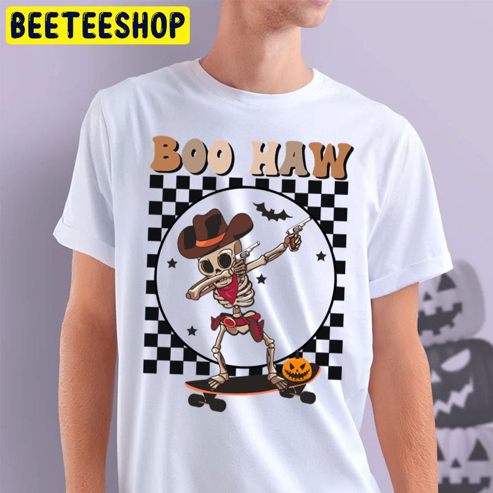 Skeleton Skateboarding Boo Haw Halloween Trending Unisex T-Shirt Skeleton Skateboarding Boo Haw Halloween Trending Unisex T-Shirt