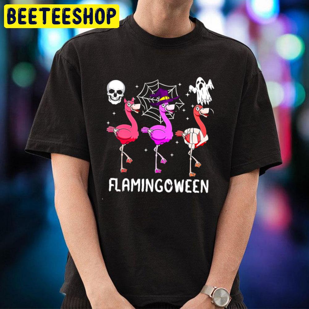 Skull And Ghost Flamingoween Trending Unisex T-Shirt Skull And Ghost Flamingoween Trending Unisex T-Shirt