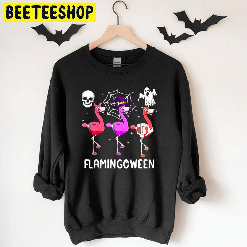 Skull And Ghost Flamingoween Trending Unisex T-Shirt Skull And Ghost Flamingoween Trending Unisex T-Shirt
