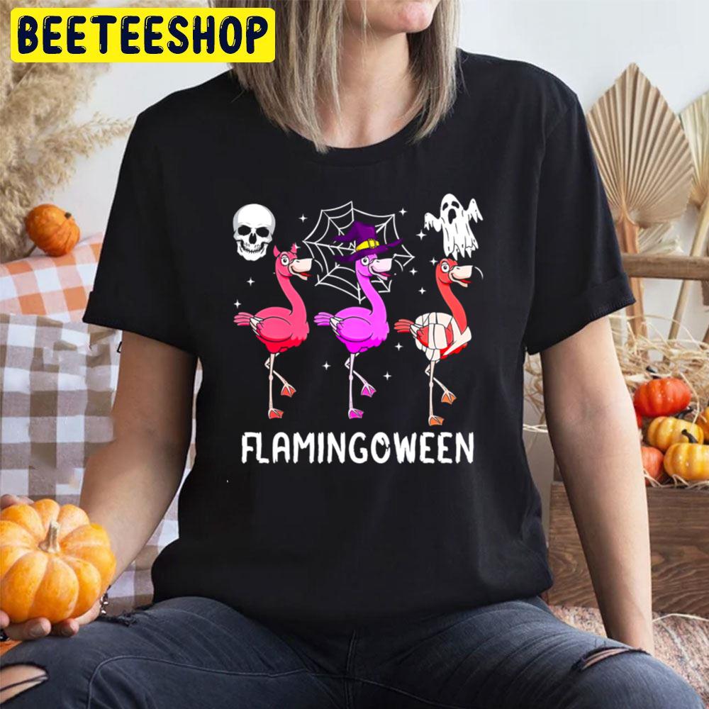 Skull And Ghost Flamingoween Trending Unisex T-Shirt Skull And Ghost Flamingoween Trending Unisex T-Shirt