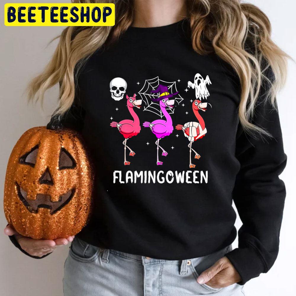 Skull And Ghost Flamingoween Trending Unisex T-Shirt Skull And Ghost Flamingoween Trending Unisex T-Shirt