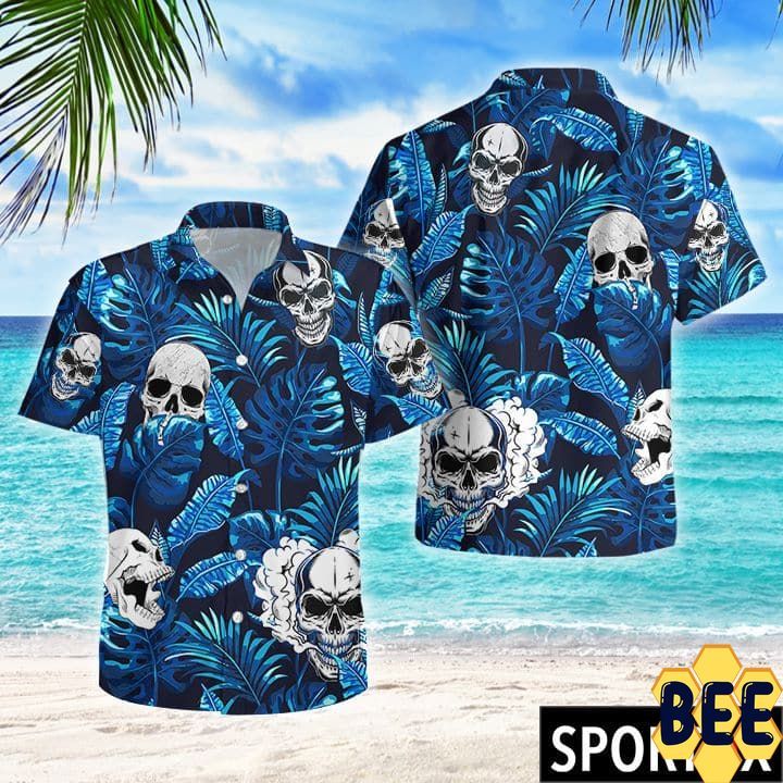 Skull Blue Tropical Trending Hawaiian Shirt Skull Blue Tropical Trending Hawaiian Shirt