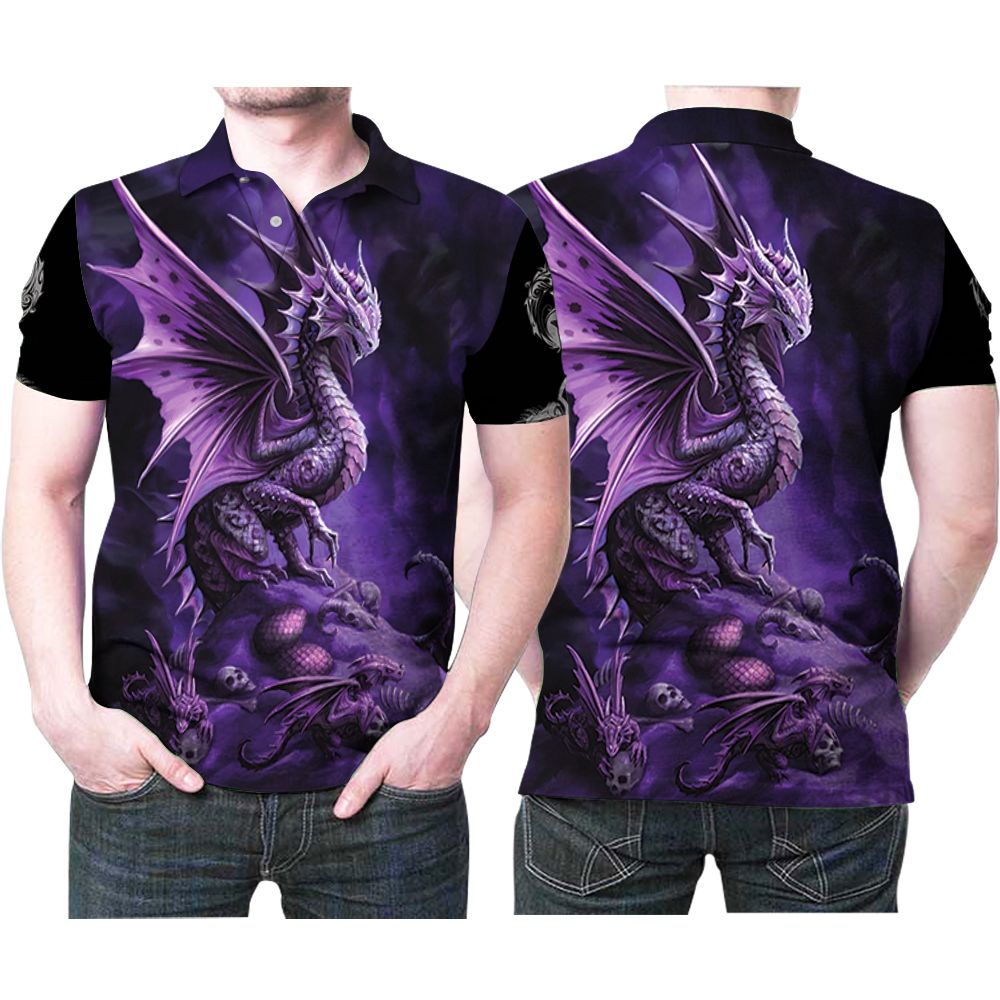 Skulls Purple Dungeons And Dragons 3D All Over Print Polo Shirt Skulls Purple Dungeons And Dragons 3D All Over Print Polo Shirt