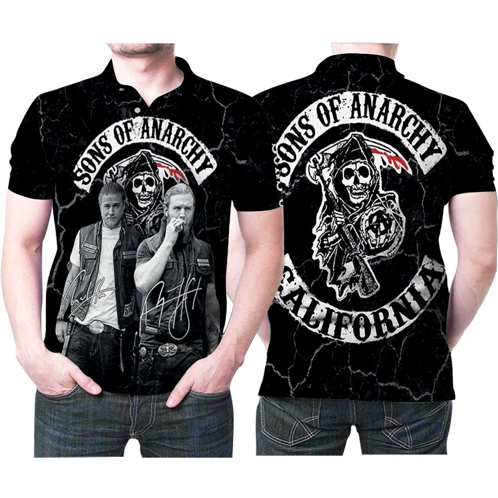 Son Of Anarchy California Casts Signatures Printed 3D All Over Print Polo Shirt Son Of Anarchy California Casts Signatures Printed 3D All Over Print Polo Shirt