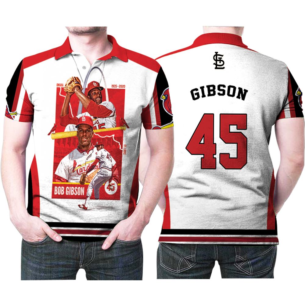 St Louis Cardinals Bob Gibson 45 Great Player Mlb Baseball Team Polo Shirt St Louis Cardinals Bob Gibson 45 Great Player Mlb Baseball Team Polo Shirt