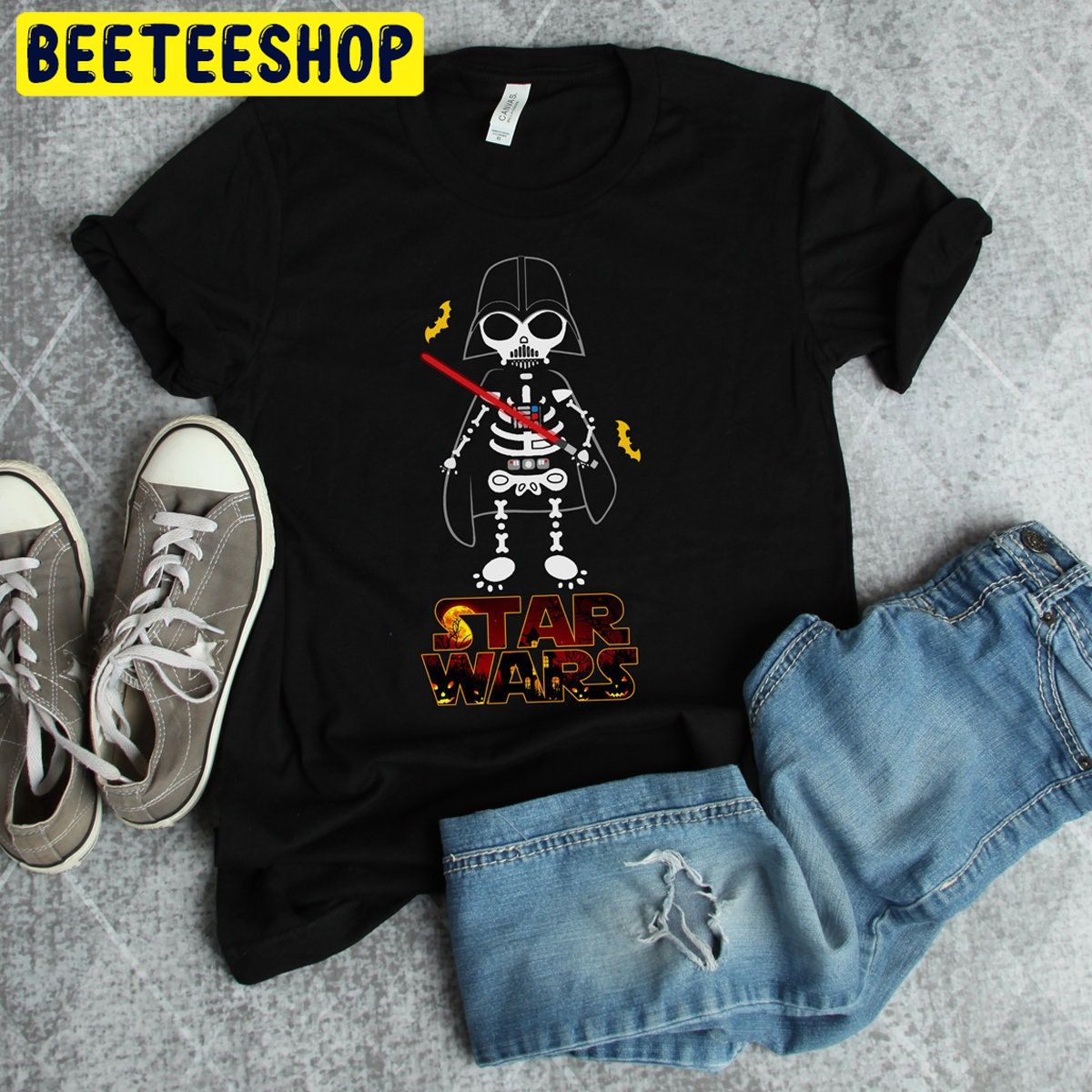 Star Wars Mandalorian And Bat Halloween Unisex T-Shirt Star Wars Mandalorian And Bat Halloween Unisex T-Shirt