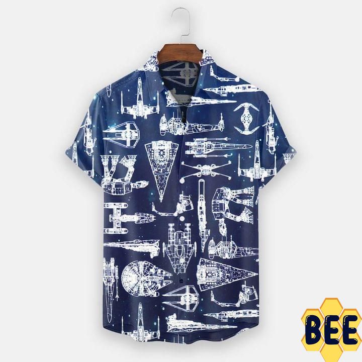 Star Wars Spaceship Blueprint Pattern Trending Hawaiian Shirt Star Wars Spaceship Blueprint Pattern Trending Hawaiian Shirt