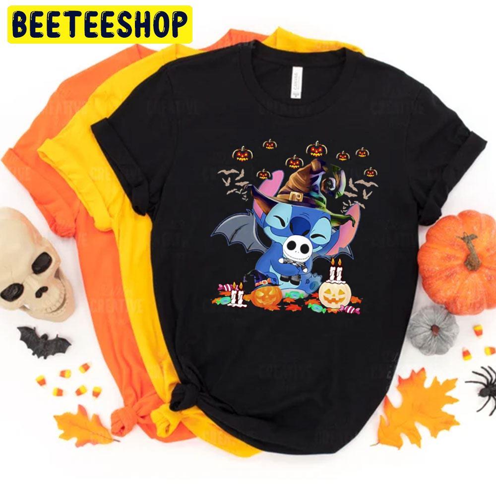 Stitch And Jack Skellington Baby Funny Halloween Trending Unisex T-Shirt Stitch And Jack Skellington Baby Funny Halloween Trending Unisex T-Shirt