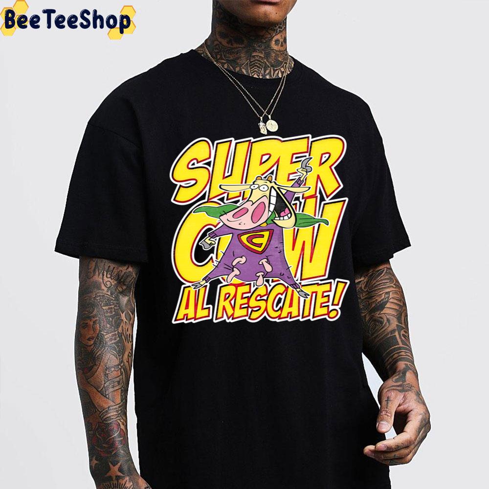 Supercow Al Rescate Cow And Chicken Cartoon Trending Unisex T-Shirt Supercow Al Rescate Cow And Chicken Cartoon Trending Unisex T-Shirt
