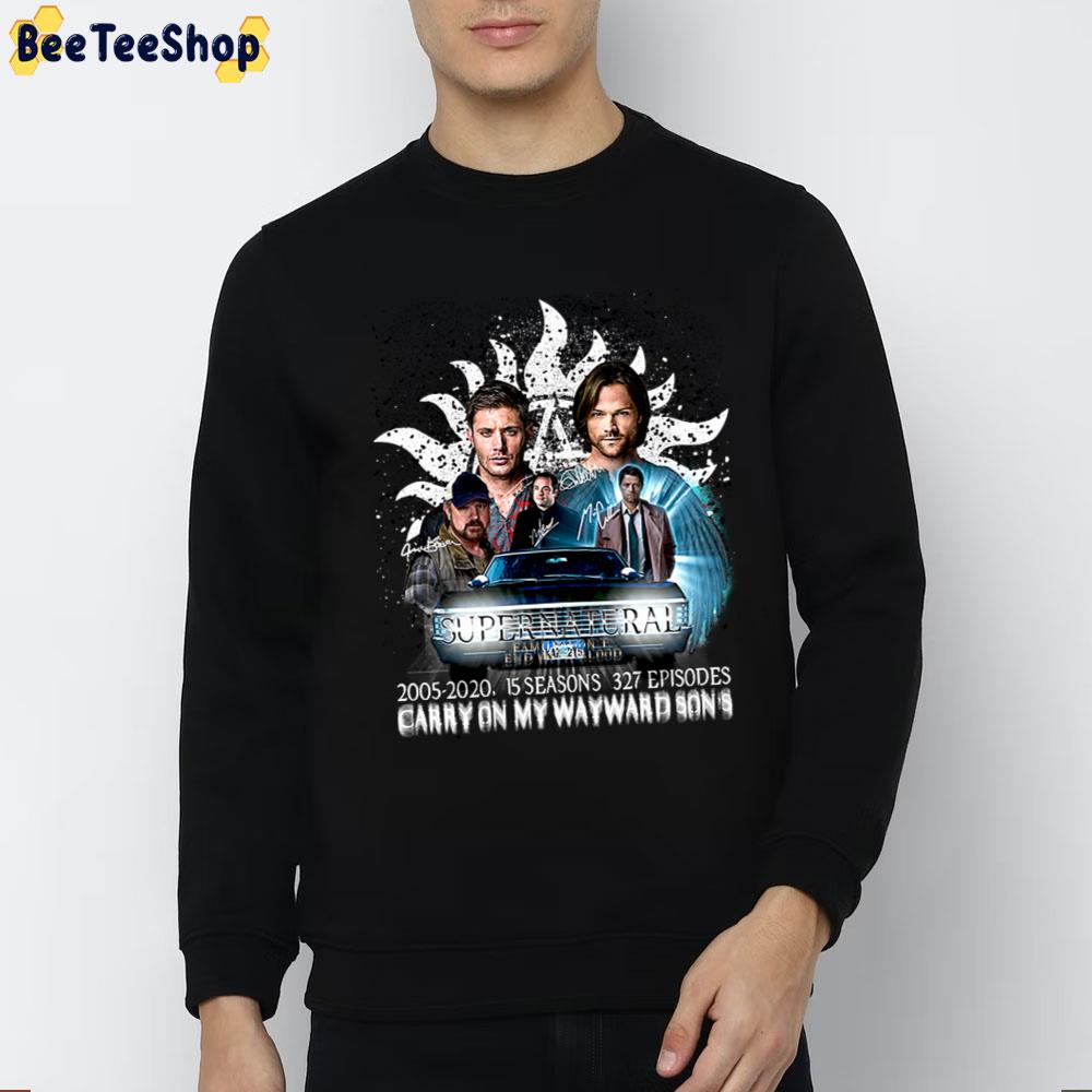 Supernatural 2002 2020 15 Seasons 327 Episodes Carry On My Wayward Son's Unisex T-Shirt Supernatural 2002 2020 15 Seasons 327 Episodes Carry On My Wayward Son's Unisex T-Shirt