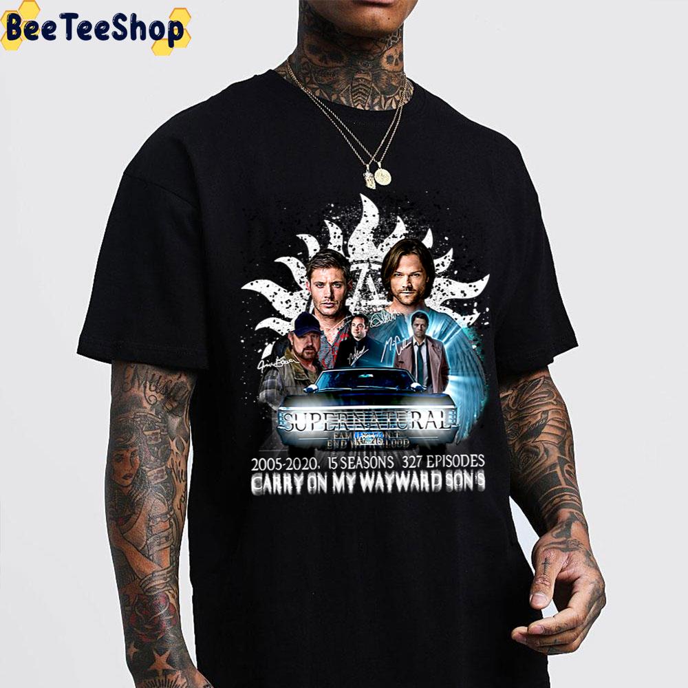 Supernatural 2002 2020 15 Seasons 327 Episodes Carry On My Wayward Son's Unisex T-Shirt Supernatural 2002 2020 15 Seasons 327 Episodes Carry On My Wayward Son's Unisex T-Shirt