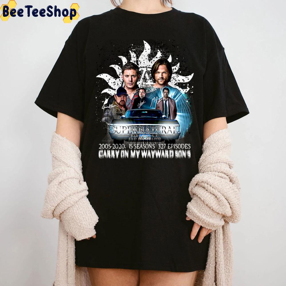Supernatural 2002 2020 15 Seasons 327 Episodes Carry On My Wayward Son's Unisex T-Shirt Supernatural 2002 2020 15 Seasons 327 Episodes Carry On My Wayward Son's Unisex T-Shirt