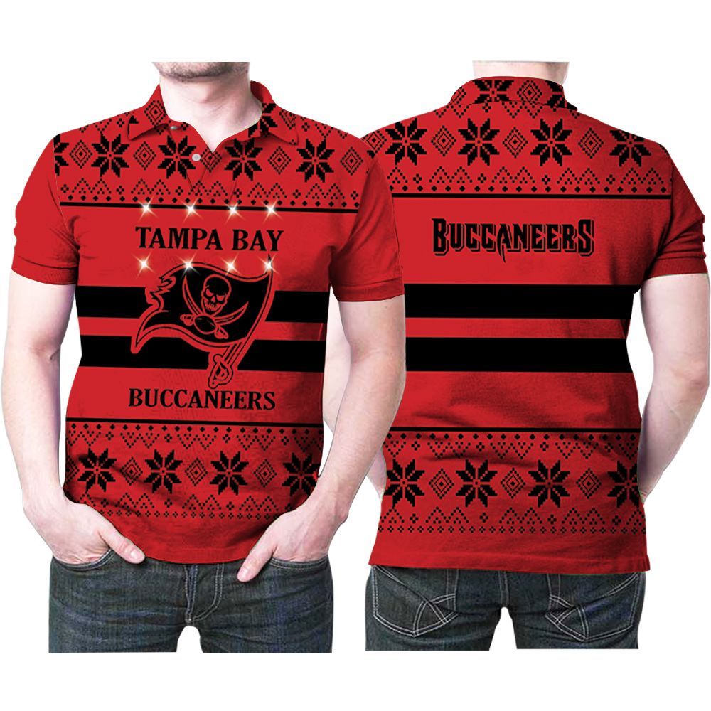 Tampa Bay Buccaneers Light Up Ugly Christmas 3D All Over Print Polo Shirt Tampa Bay Buccaneers Light Up Ugly Christmas 3D All Over Print Polo Shirt