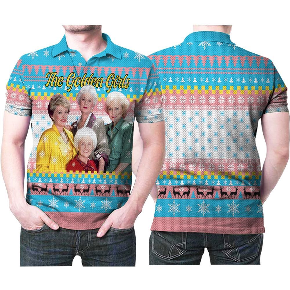 The Golden Girls Fan Christmas Knitting Pattern 3D All Over Print Polo Shirt The Golden Girls Fan Christmas Knitting Pattern 3D All Over Print Polo Shirt