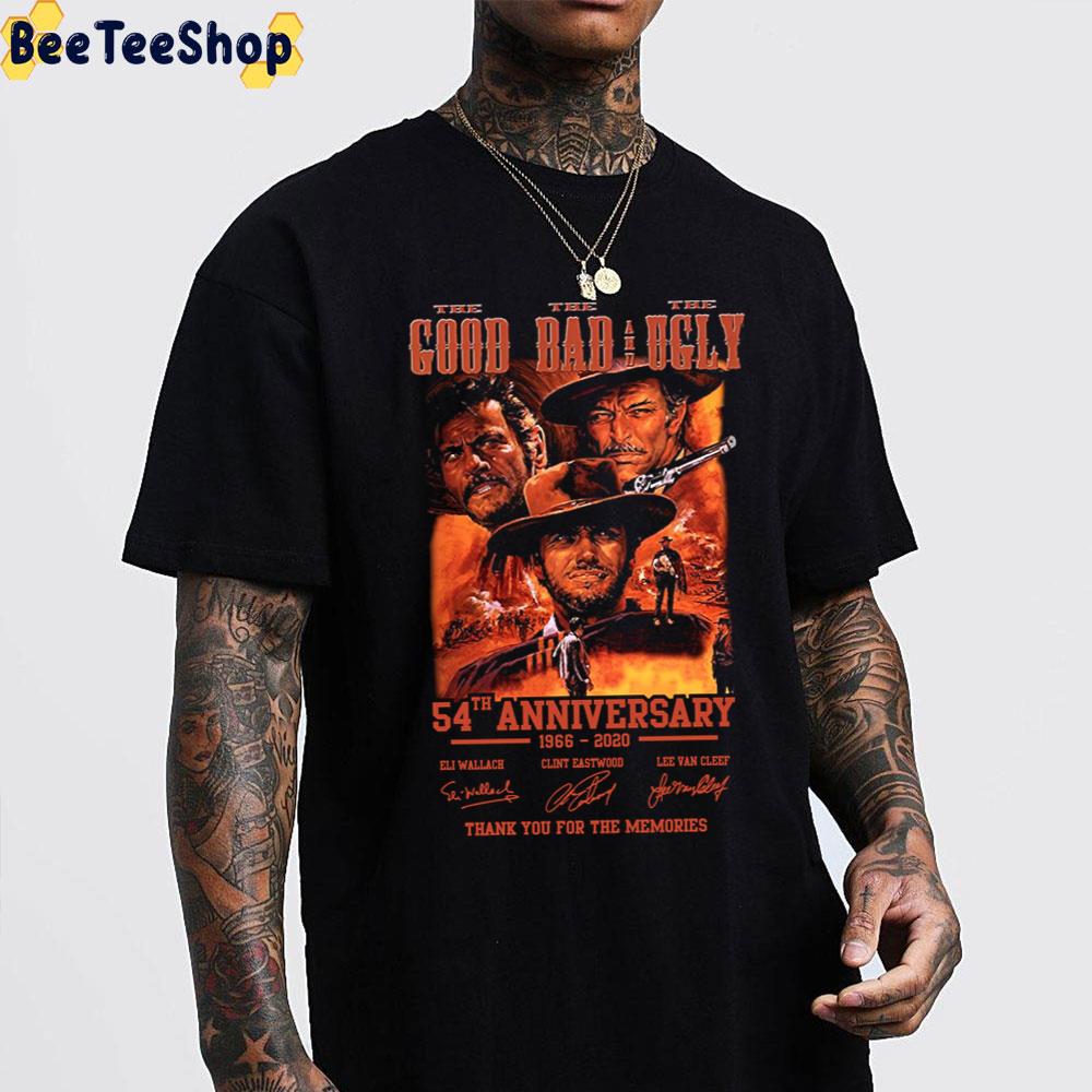 The Good The Bad And The Ugly 54th Anniversary 1966 2020 Signatures Thank You For The Memories Trending Unisex T-Shirt The Good The Bad And The Ugly 54th Anniversary 1966 2020 Signatures Thank You For The Memories Trending Unisex T-Shirt
