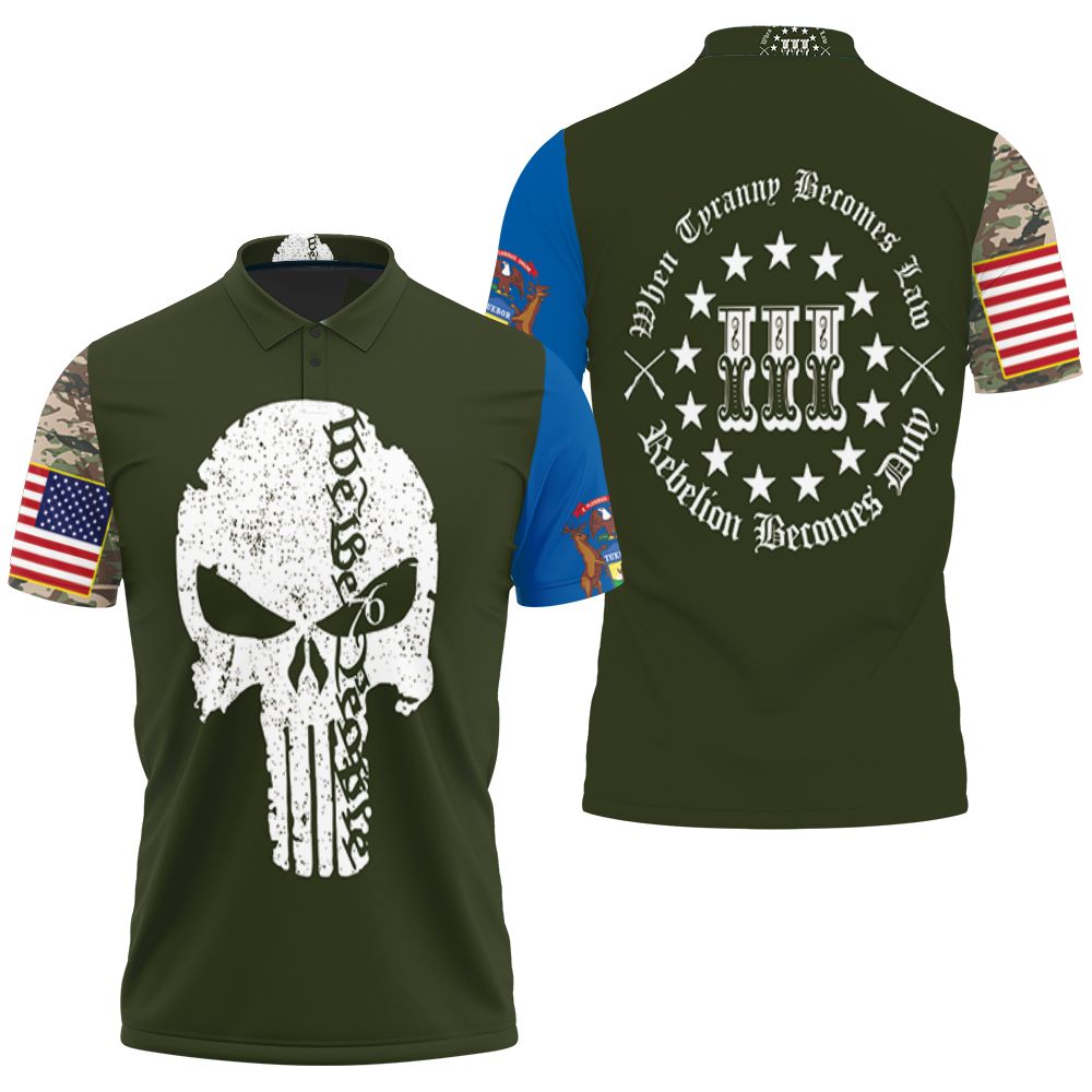 The Punisher When Tyranny Becomes Law Rebelion Becomes Duty 3D All Over Print Polo Shirt The Punisher When Tyranny Becomes Law Rebelion Becomes Duty 3D All Over Print Polo Shirt