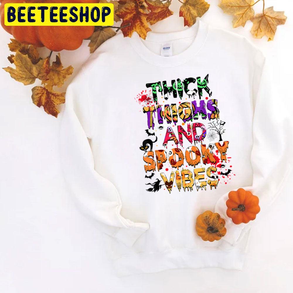 Thick Thighs And Spooky Vibes Funny Witch Black Cat Halloween Trending Unisex T-Shirt Thick Thighs And Spooky Vibes Funny Witch Black Cat Halloween Trending Unisex T-Shirt