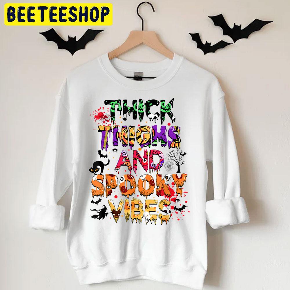 Thick Thighs And Spooky Vibes Funny Witch Black Cat Halloween Trending Unisex T-Shirt Thick Thighs And Spooky Vibes Funny Witch Black Cat Halloween Trending Unisex T-Shirt