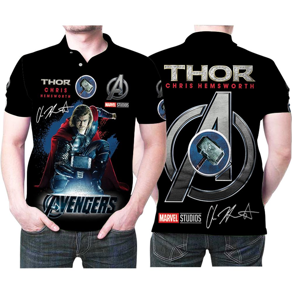 Thor Chris Hemsworth Studios Avengers Superhero Signed 3D All Over Print Polo Shirt Thor Chris Hemsworth Studios Avengers Superhero Signed 3D All Over Print Polo Shirt