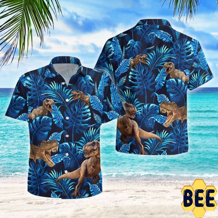 T-Rex Tropical Flower Trending Hawaiian Shirt T-Rex Tropical Flower Trending Hawaiian Shirt