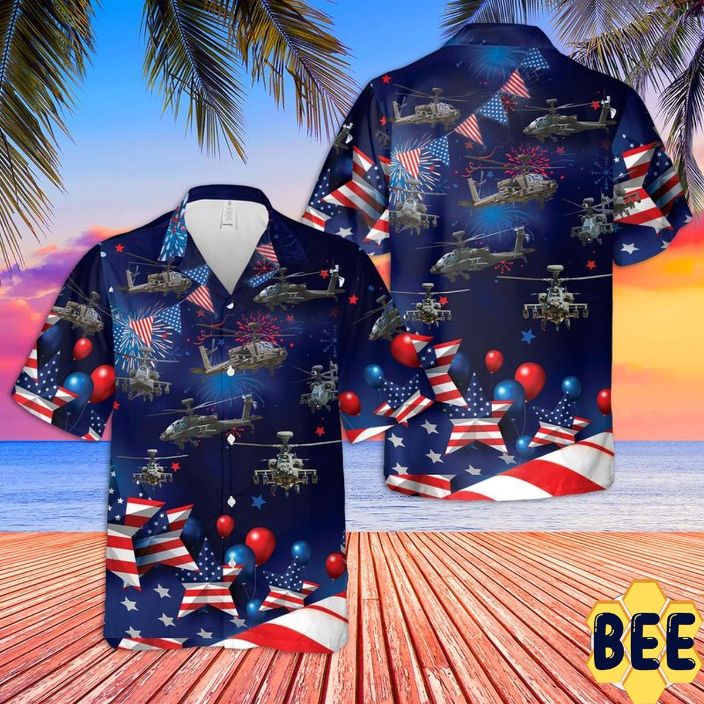 Us Army Boeing Ah-64 Apache 4th Of July Trending Hawaiian Shirt Us Army Boeing Ah-64 Apache 4th Of July Trending Hawaiian Shirt